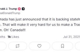 Tổng thống Trump phản ứng sau khi Canada cân nhắc công nhận Nhà nước Palestine