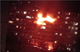 UAV của Nga gây cháy tại ít nhất hai tòa nhà ở Kiev