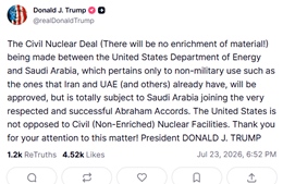Tổng thống Trump ra điều kiện mới cho thỏa thuận hạt nhân vừa ký với Saudi Arabia