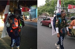 Người đàn ông đi giật lùi 800km để gặp Tổng thống Indonesia