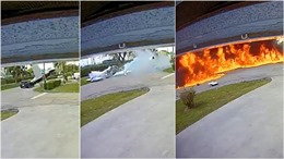 Video máy bay lao trúng ô tô đang chạy, hai người thiệt mạng
