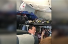 Video hành khách dùng ô che mưa khi đi trên máy bay