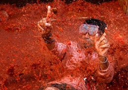 Lễ hội ném cà chua nhuộm đỏ thị trấn ở Tây Ban Nha