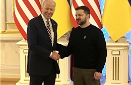Những hình ảnh đầu tiên về chuyến thăm Ukraine bất ngờ của Tổng thống Mỹ Joe Biden