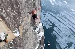 Xem người đàn ông Na Uy thực hiện cú ‘lặn tử thần’ từ độ cao 40 mét 