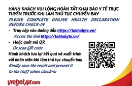 Hành khách Vietjet khai báo y tế trước chuyến bay tại website http://tokhaiyte.vn