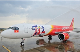 Máy bay Vietjet chào mừng quan hệ hợp tác Việt Nam – Pháp đã về tới TP Hồ Chí Minh