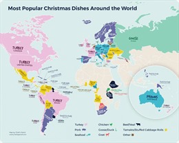Bản đồ các món ăn truyền thống dịp Giáng sinh trên thế giới