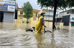 Thái Nguyên: Mưa lớn khiến nhiều tuyến đường bị ngập sâu