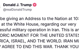 Tổng thống Trump sắp có bài phát biểu về &#39;hoạt động quân sự rất thành công&#39; tại Iran