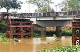 Tây Ninh: Dừng lưu thông qua đường tỉnh 831 do sự cố sập cầu tạm Ông Mười Tâm