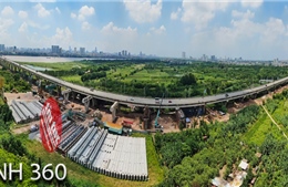 Ảnh 360: Toàn cảnh dự án cầu Vĩnh Tuy 2 sau 7 tháng thi công