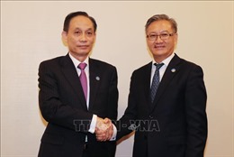 Trưởng ban Đối ngoại Trung ương Lê Hoài Trung làm việc với Trưởng ban Đối ngoại Trung ương Lào  