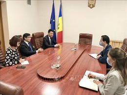 Đại sứ Nguyễn Hồng Thạch làm việc với các đại diện chính quyền Moldova