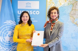 Đại sứ Nguyễn Thị Vân Anh trình thư ủy nhiệm lên Tổng giám đốc UNESCO