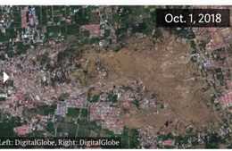 Hình ảnh vệ tinh khoảnh khắc ‘đất hóa lỏng’ biến dạng hòn đảo Indonesia