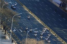 Hình ảnh đoàn xe hộ tống nhà lãnh đạo Triều Tiên trên đường phố Bắc Kinh