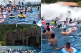Sóng thần bất ngờ xuất hiện tại công viên nước, 44 người bị thương