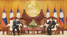 Bộ trưởng Kế hoạch và Đầu tư Nguyễn Chí Dũng chào xã giao lãnh đạo Lào