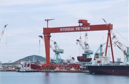Công ty đóng tàu Hyundai Việt Nam đưa vào vận hành cẩu trục 700 tấn