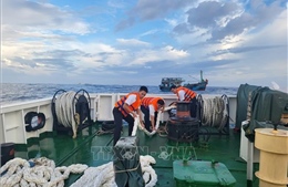 Lai dắt tàu cá Bình Định bị sự cố kỹ thuật về đất liền