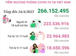 Tình hình tiêm vaccine phòng COVID-19 tại Việt Nam tính đến hết ngày 24/4/2023