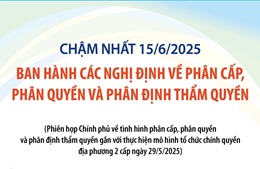 Chậm nhất 15/6, ban hành các nghị định về phân cấp, phân quyền 