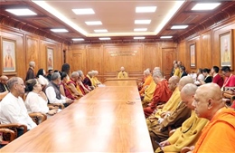 Hòa thượng Pháp chủ Giáo hội Phật giáo Việt Nam tiếp trưởng các đoàn Phật giáo quốc tế