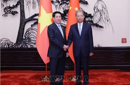 Chủ tịch nước Lương Cường hội kiến Ủy viên trưởng Nhân đại toàn quốc Trung Quốc Triệu Lạc Tế