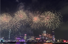 Pháo hoa thắp sáng Hong Kong (Trung Quốc) chào đón Xuân mới