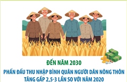Đến năm 2030, phấn đấu thu nhập bình quân người dân nông thôn tăng gấp 2,5-3 lần so với năm 2020