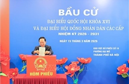 Trưởng ban Tuyên giáo và Dân vận Trung ương bầu cử tại phường Đại Mỗ (Hà Nội)