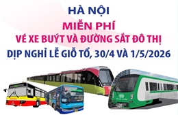 Hà Nội miễn phí vé xe buýt và đường sắt đô thị dịp nghỉ Lễ Giỗ Tổ, 30/4 và 1/5/2026