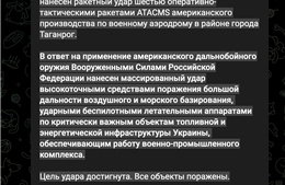 Nga tấn công quy mô lớn trả đũa vụ Ukraine bắn tên lửa ATACMS vào sân bay ở Rostov