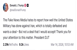 Tổng thống Trump: Iran ‘bị đánh bại hoàn toàn’, sớm hộ tống tàu chở dầu ở Eo biển Hormuz