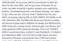 Tổng thống Mỹ Donald Trump ra ‘tối hậu thư’ về xung đột Ukraine cho toàn bộ NATO