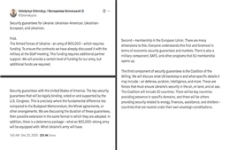 Tổng thống Zelensky tiết lộ các thành phần bảo đảm an ninh cho Ukraine