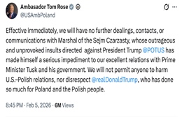 Mỹ lập tức cắt đứt quan hệ với Chủ tịch Hạ viện Ba Lan vì nói Tổng thống Trump không xứng nhận Giải Nobel Hòa bình