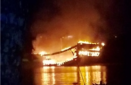 Quảng Ngãi: Cháy hai tàu cá khi đang neo đậu