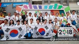 Đoàn thể thao hai miền Triều Tiên nhập Làng vận động viên ASIAD