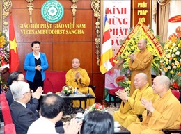 Chủ tịch Quốc hội thăm, chúc mừng Hội đồng Trị sự Trung ương Giáo hội Phật giáo Việt Nam