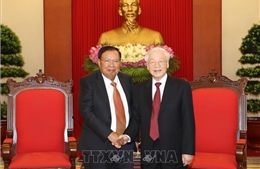 Tổng Bí thư, Chủ tịch nước Nguyễn Phú Trọng tiếp Tổng Bí thư, Chủ tịch nước Lào