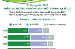 11 tháng, thặng dư thương mại nông, lâm, thủy sản đạt 8,8 tỷ USD