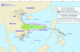 Áp thấp nhiệt đới đi vào vùng biển Đà Nẵng-Ninh Thuận và có khả năng mạnh thêm