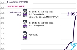 Việt Nam đã có 2.053 ca mắc COVID-19 (từ 23/1/2020 đến 6h ngày 9/2/2021)