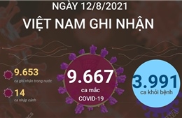 9.667 ca mắc COVID-19 trong ngày 12/8, TP Hồ Chí Minh có 3.841 ca