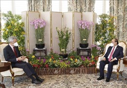 Chủ tịch nước Nguyễn Xuân Phúc gặp Thủ tướng Singapore Lý Hiển Long