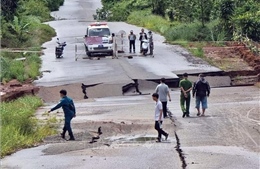 Xảy ra hiện tượng sụt lún trên tuyến đường tránh thành phố Bảo Lộc