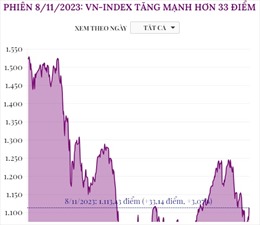 Phiên 8/11/2023: VN-Index tăng mạnh hơn 33 điểm