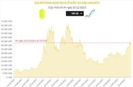 Giá Bitcoin giao dịch ở mốc 43.000 USD/BTC
